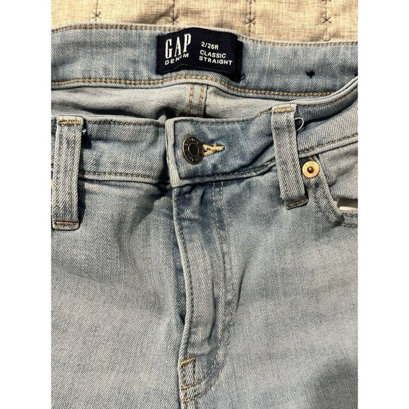 Gap Women's Blue Jeans Size 2/26R Classic Straight Leg Light Wash - Picture 4 of 5